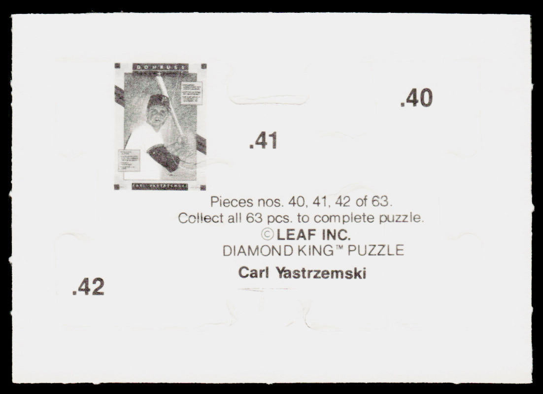 Carl Yastrzemski 1990 Donruss Carl Yastrzemski Puzzle #40-42b Boston Red Sox