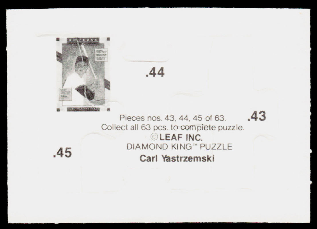 Carl Yastrzemski 1990 Donruss Carl Yastrzemski Puzzle #43-45 Boston Red Sox