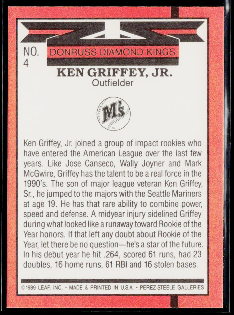 Ken Griffey Jr. 1990 Donruss #4b Seattle Mariners