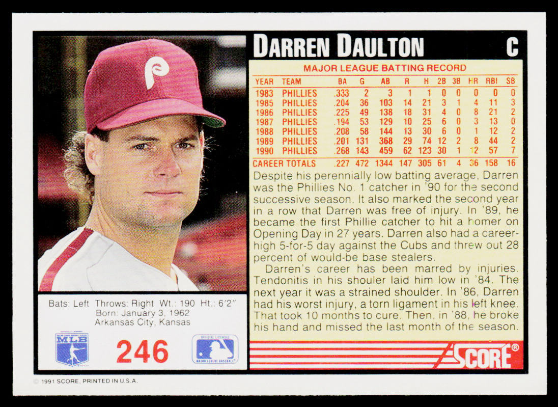Darren Daulton 1991 Score #246 Philadelphia Phillies