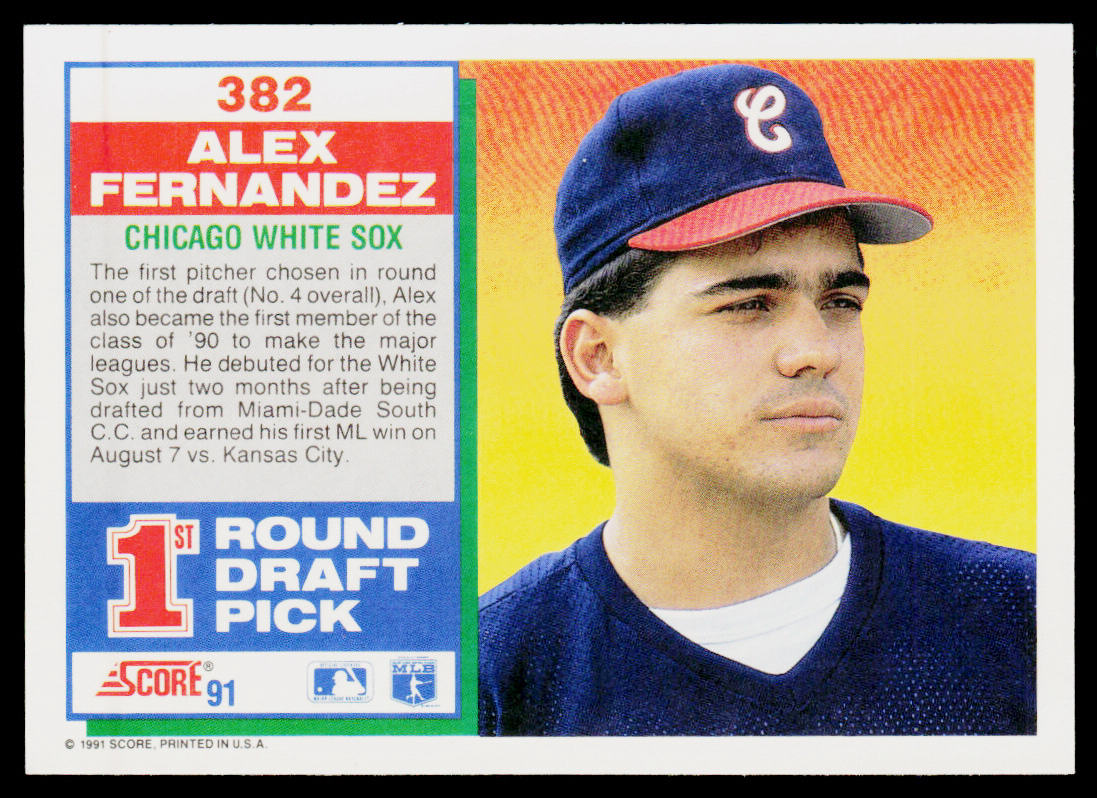 Alex Fernandez 1991 Score #382 Chicago White Sox