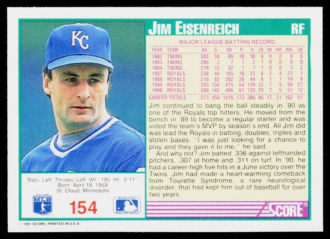 Jim Eisenreich 1991 Score #154 Kansas City Royals