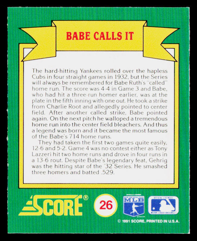Babe Calls It 1991 Score Magic Motion: World Series Trivia #26