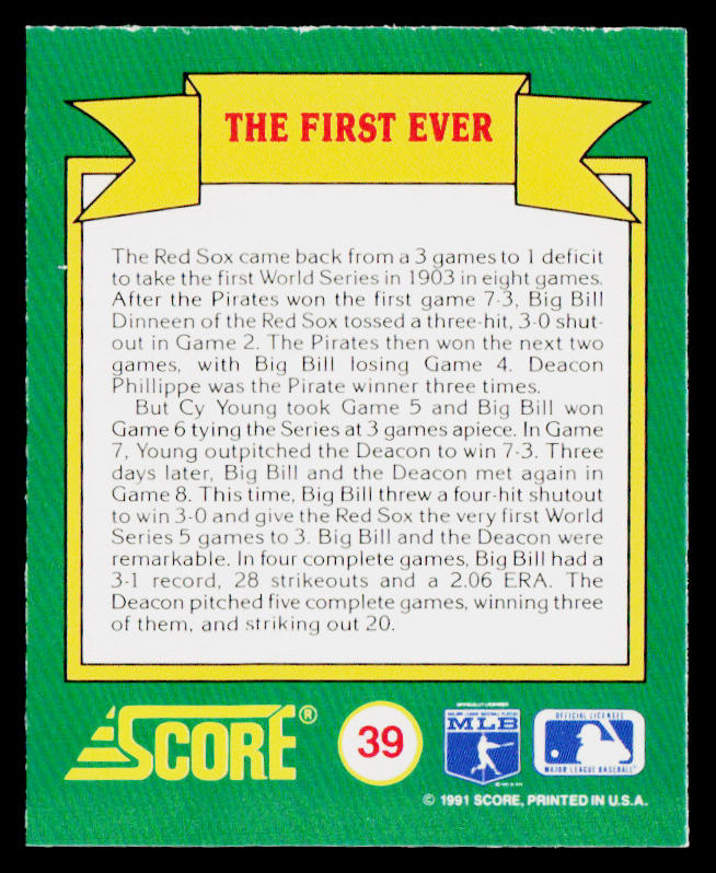The First Ever 1991 Score Magic Motion: World Series Trivia #39