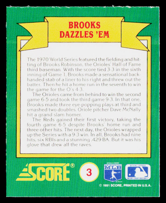 Brooks Dazzles 'Em 1991 Score Magic Motion: World Series Trivia #3