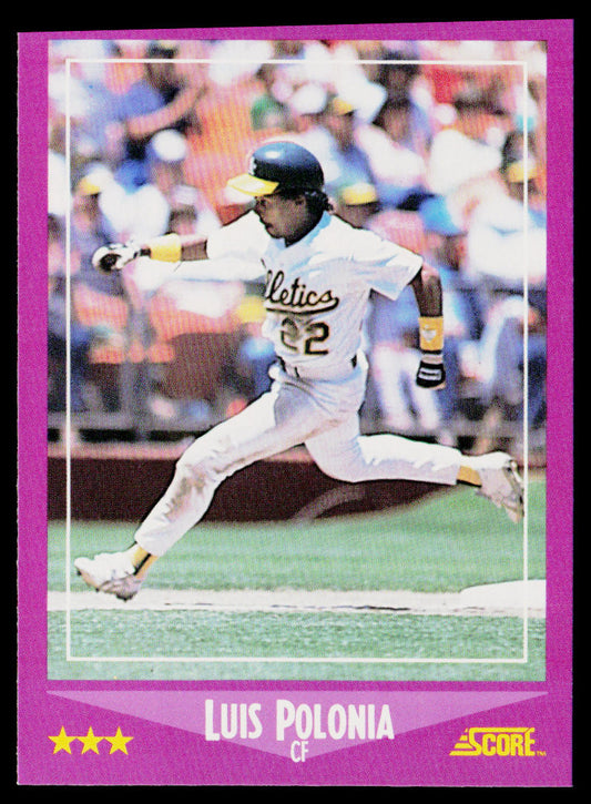 Luis Polonia 1988 Score #64 RC Oakland Athletics