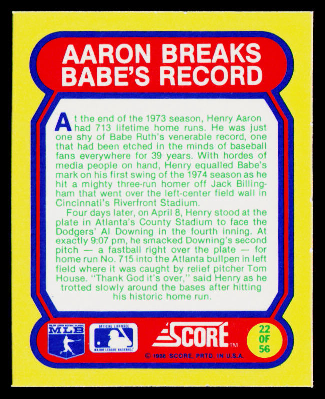 1988 Score Magic Motion: Great Moments in Baseball #22 Atlanta Braves