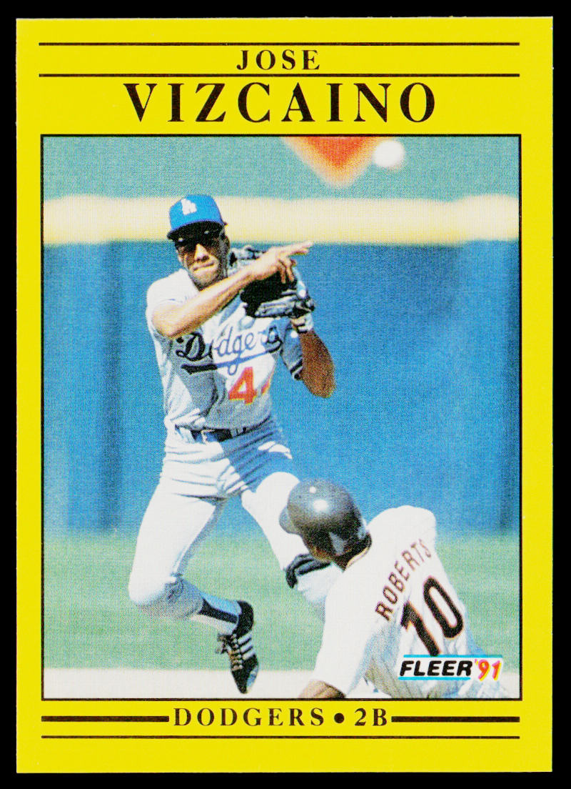 Jose Vizcaino 1991 Fleer #223b Los Angeles Dodgers