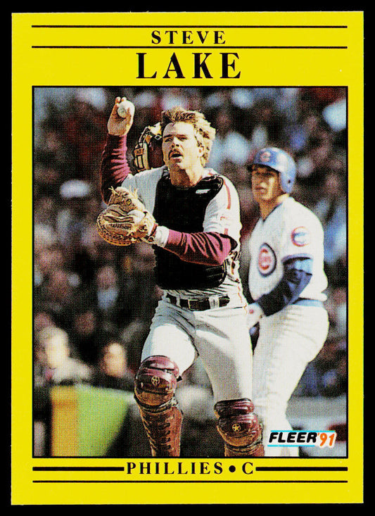 Steve Lake 1991 Fleer #403a Philadelphia Phillies