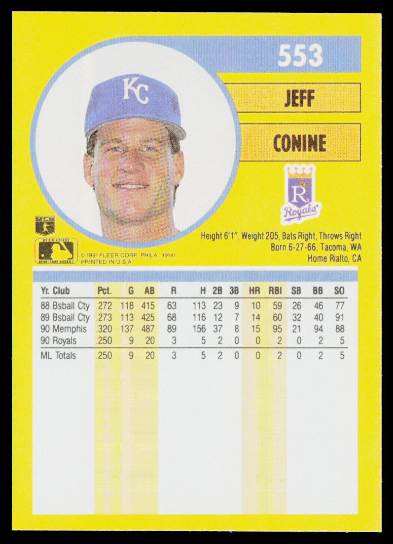 Jeff Conine 1991 Fleer #553 RC Kansas City Royals