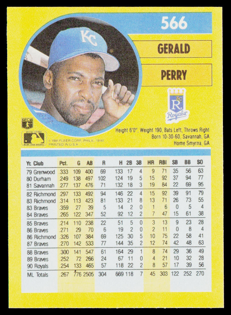 Gerald Perry 1991 Fleer #566 Kansas City Royals