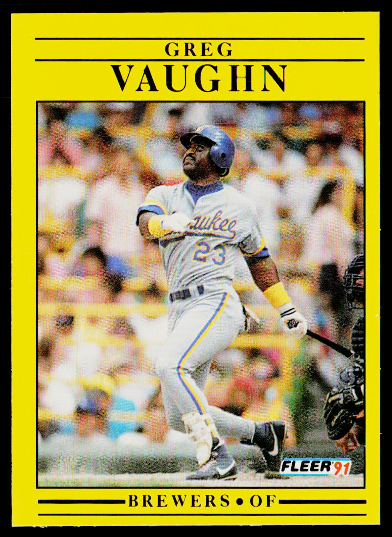 Greg Vaughn 1991 Fleer #599 Milwaukee Brewers