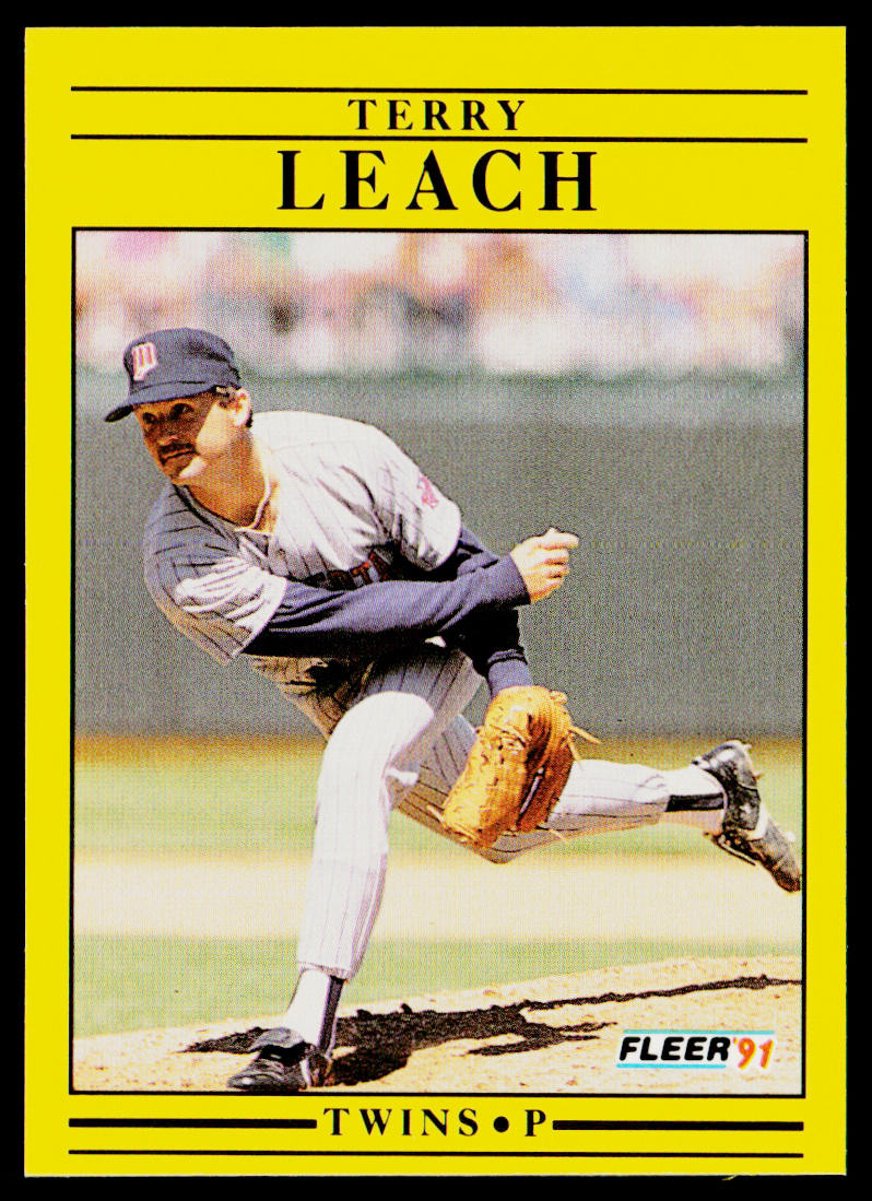Terry Leach 1991 Fleer #616a Minnesota Twins