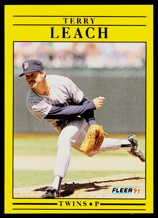 Terry Leach 1991 Fleer #616a Minnesota Twins