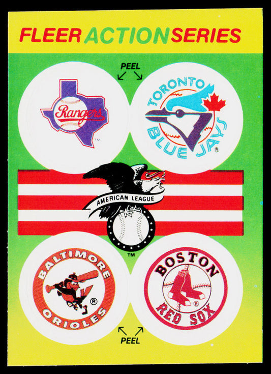 Rangers / Blue Jays / Orioles / Red Sox 1990 Fleer Team Stickers #NNO