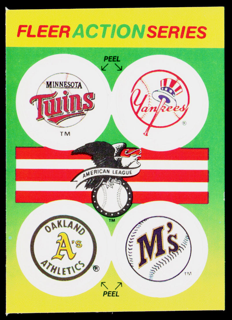 Twins / Yankees / Athletics / Mariners 1990 Fleer Team Stickers #NNO