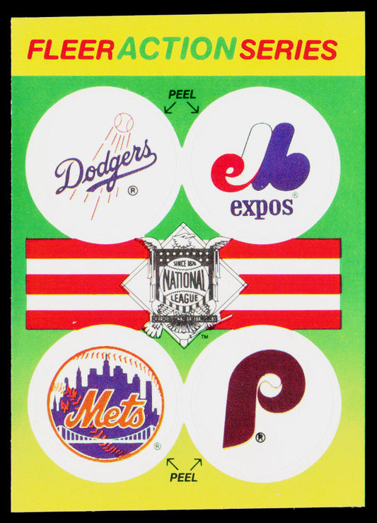 Dodgers / Expos / Mets / Phillies 1990 Fleer Action Series Team Stickers #NNO