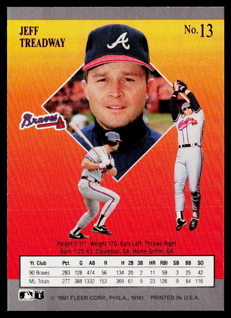 Jeff Treadway 1991 Ultra #13 Atlanta Braves