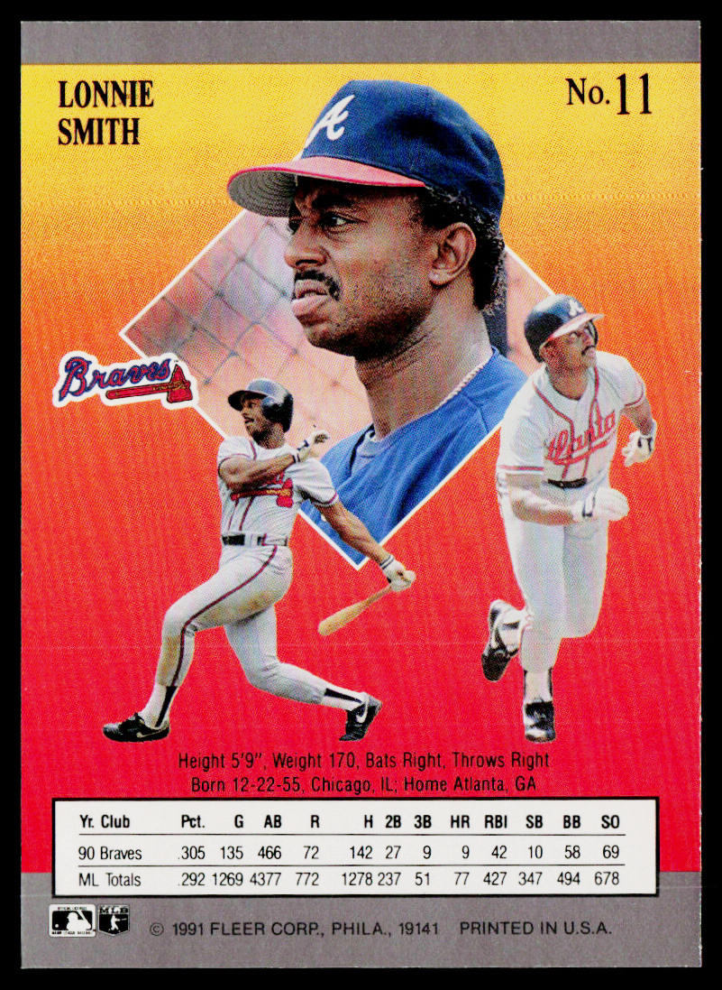 Lonnie Smith 1991 Ultra #11 Atlanta Braves