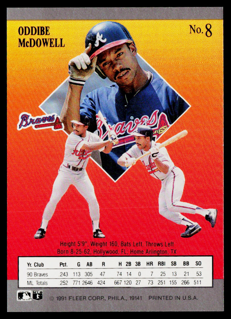Oddibe McDowell 1991 Ultra #8 Atlanta Braves