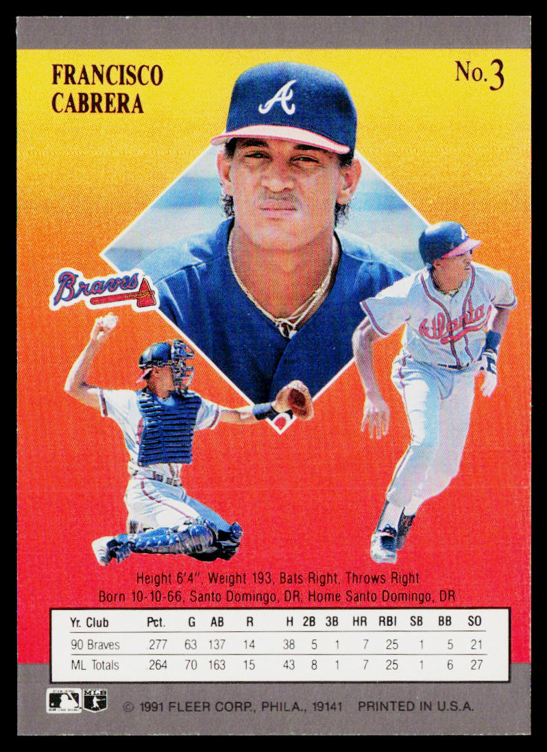 Francisco Cabrera 1991 Ultra #3 Atlanta Braves