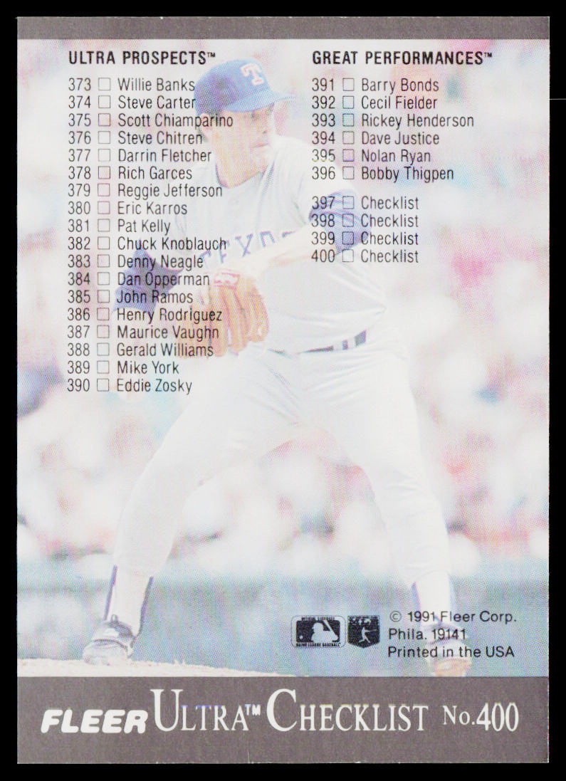 Checklist: 314-400 1991 Ultra #400