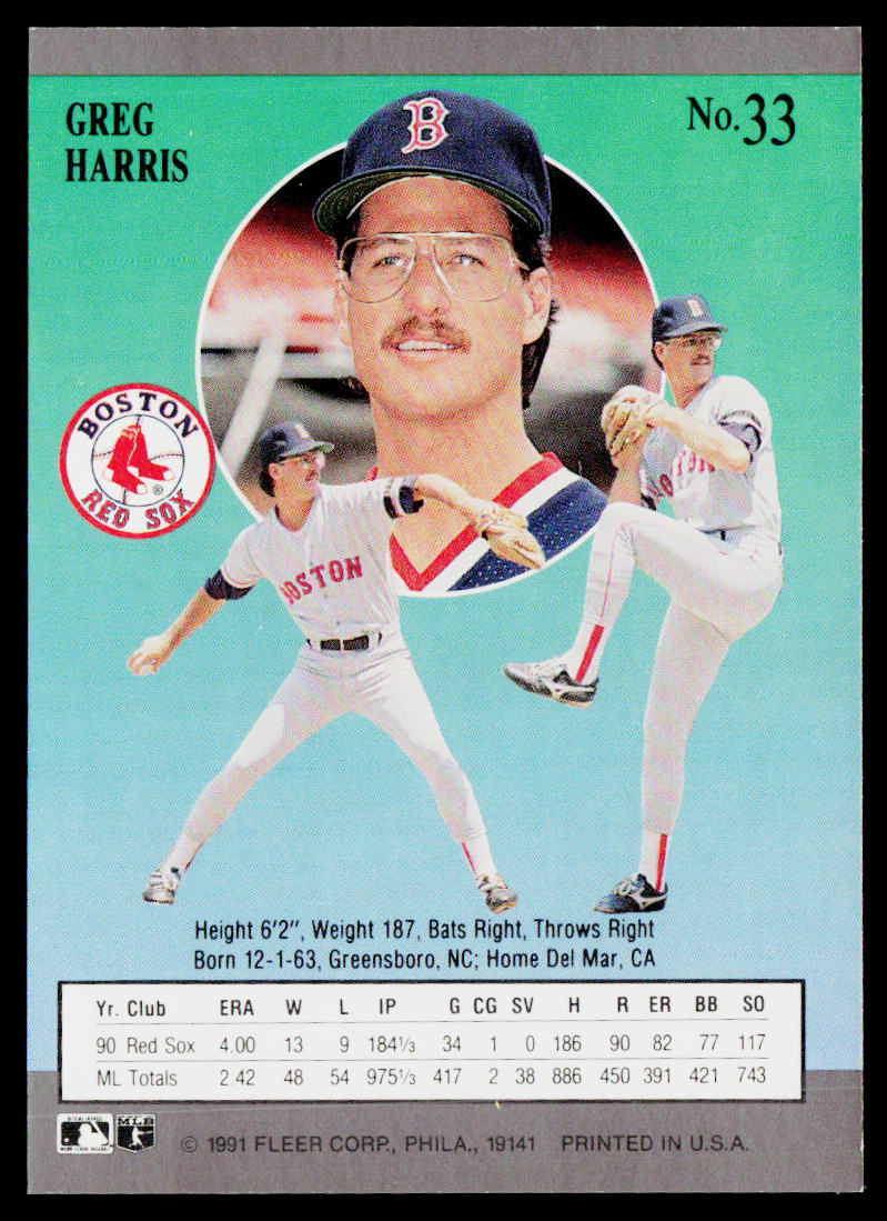 Greg Harris 1991 Ultra #33 Boston Red Sox