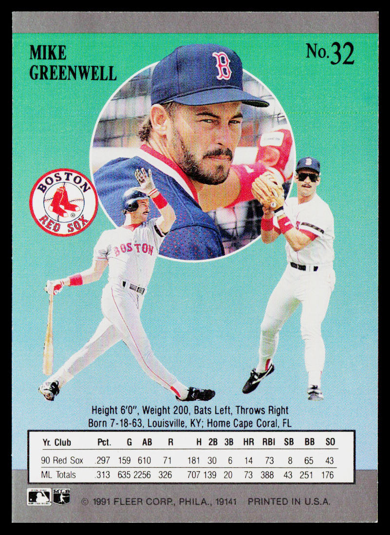Mike Greenwell 1991 Ultra #32 Boston Red Sox