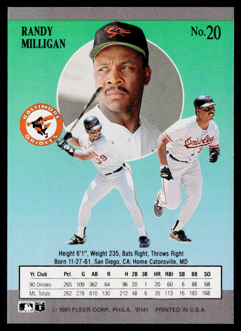 Randy Milligan 1991 Ultra #20 Baltimore Orioles