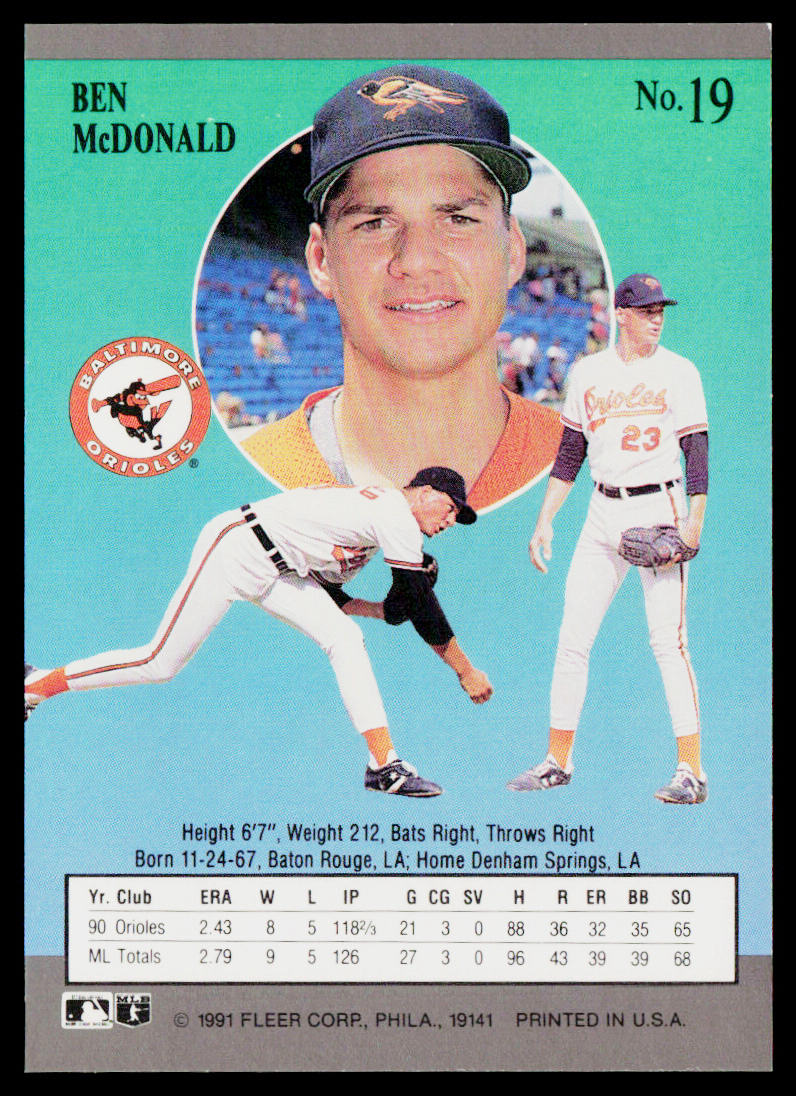 Ben McDonald 1991 Ultra #19 Baltimore Orioles