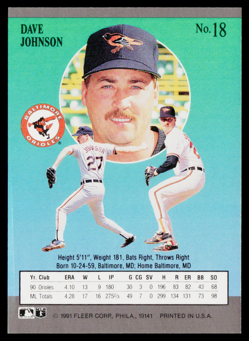 Dave Johnson 1991 Ultra #18 Baltimore Orioles