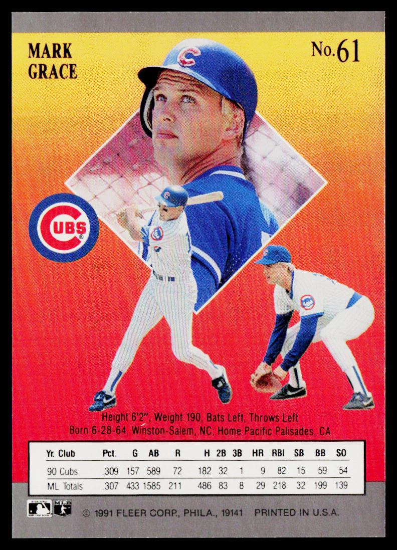 Mark Grace 1991 Ultra #61 Chicago Cubs