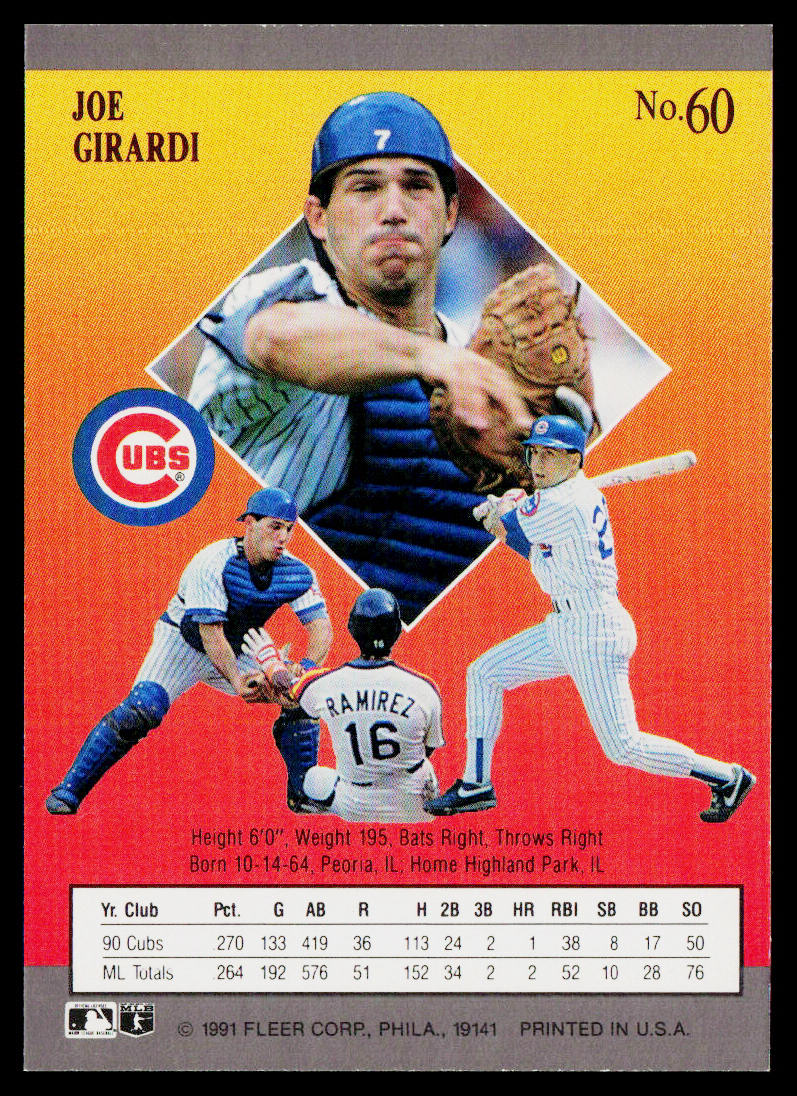 Joe Girardi 1991 Ultra #60 Chicago Cubs