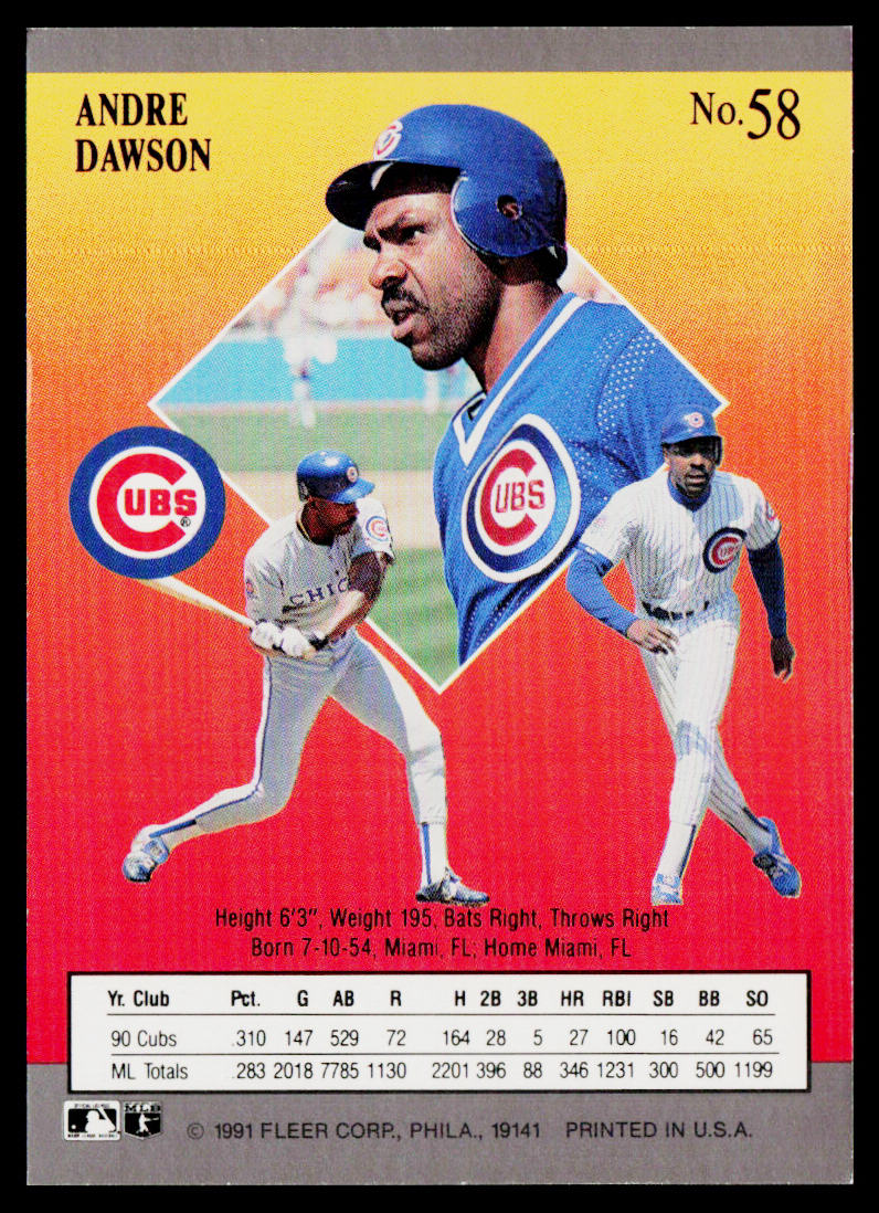 Andre Dawson 1991 Ultra #58 Chicago Cubs