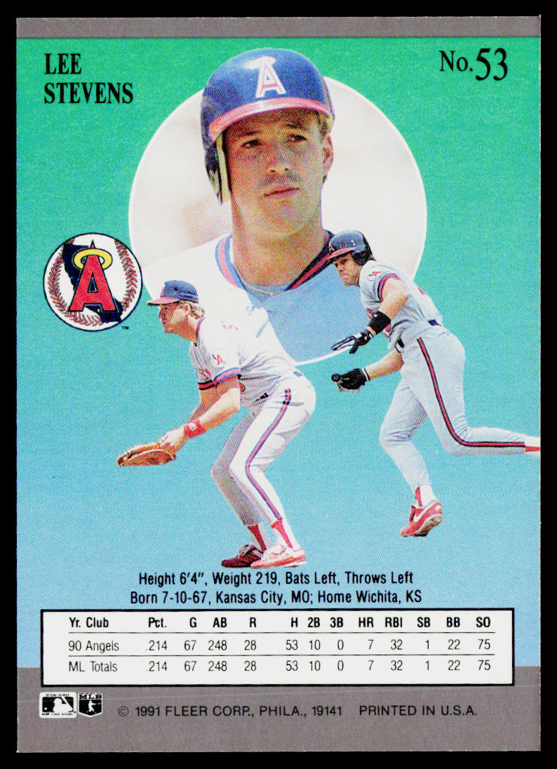 Lee Stevens 1991 Ultra #53 California Angels