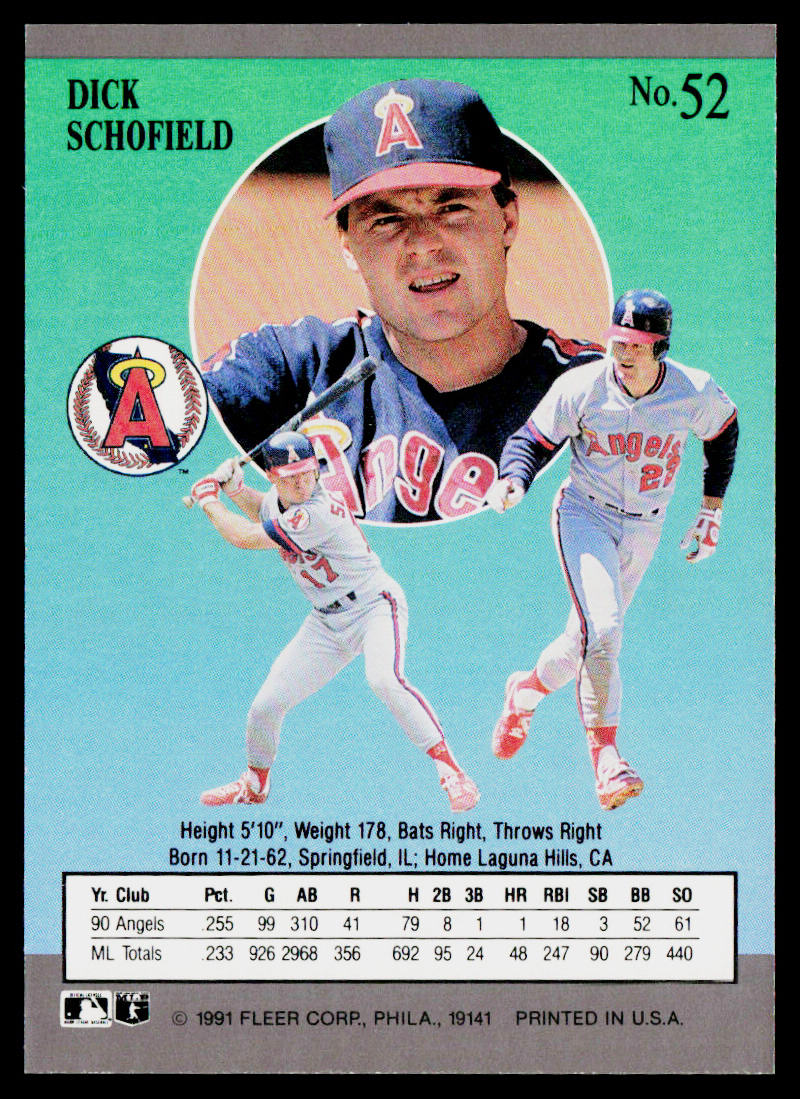 Dick Schofield 1991 Ultra #52 California Angels