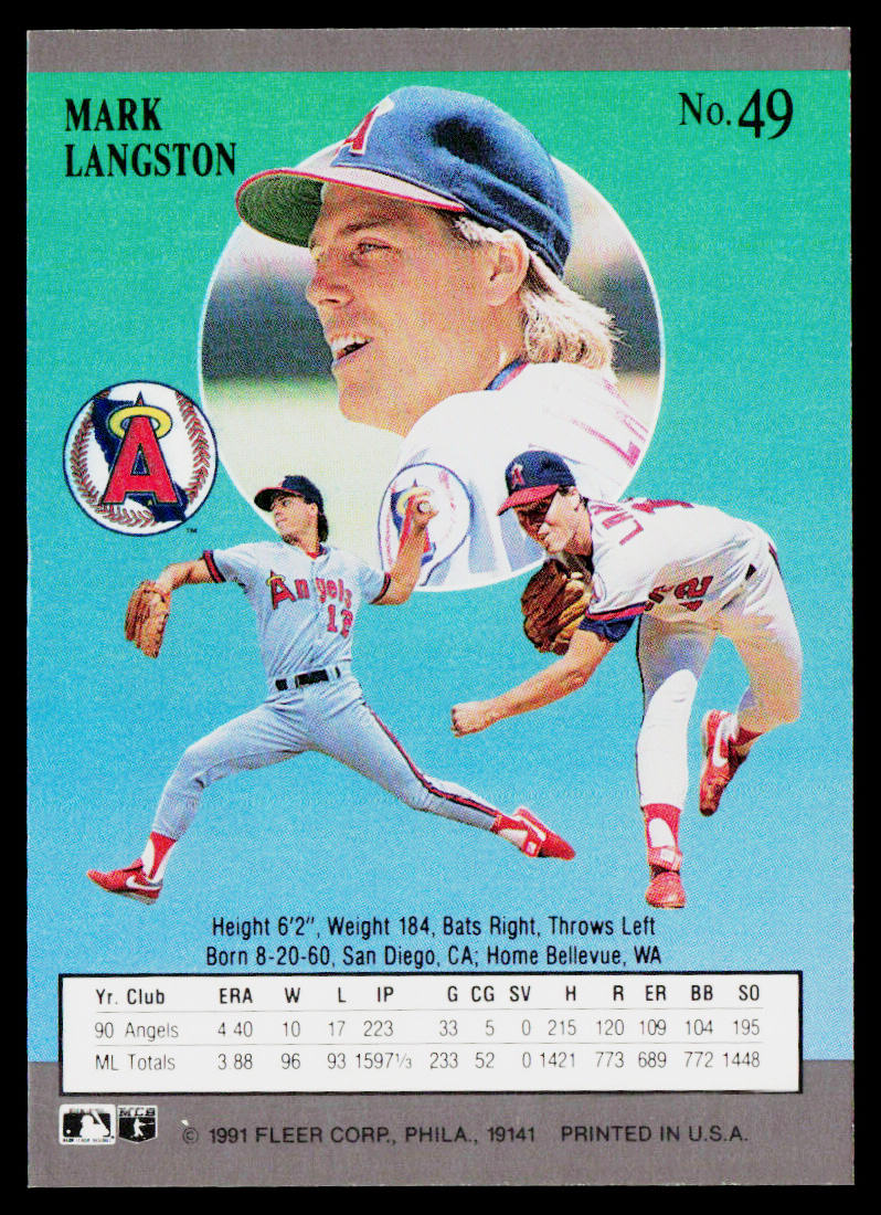 Mark Langston 1991 Ultra #49 California Angels