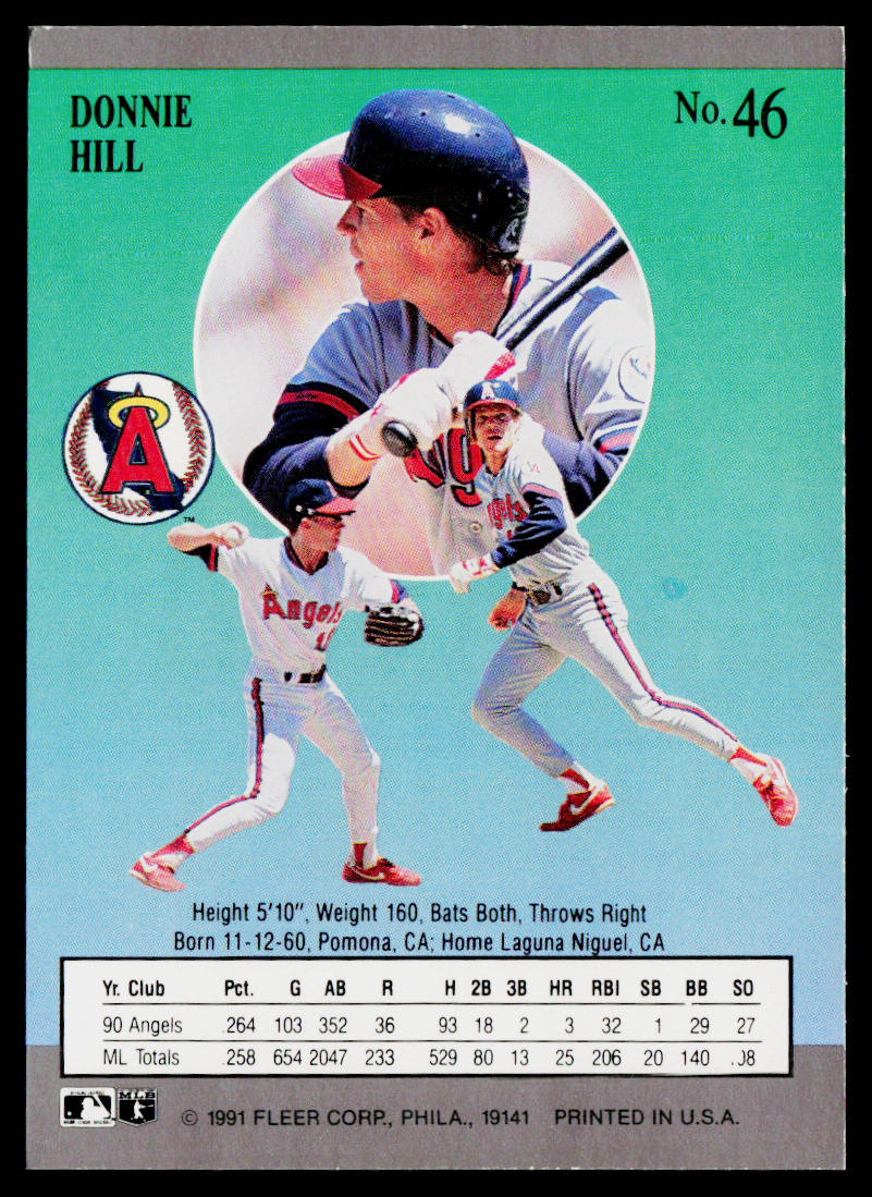 Donnie Hill 1991 Ultra #46 California Angels