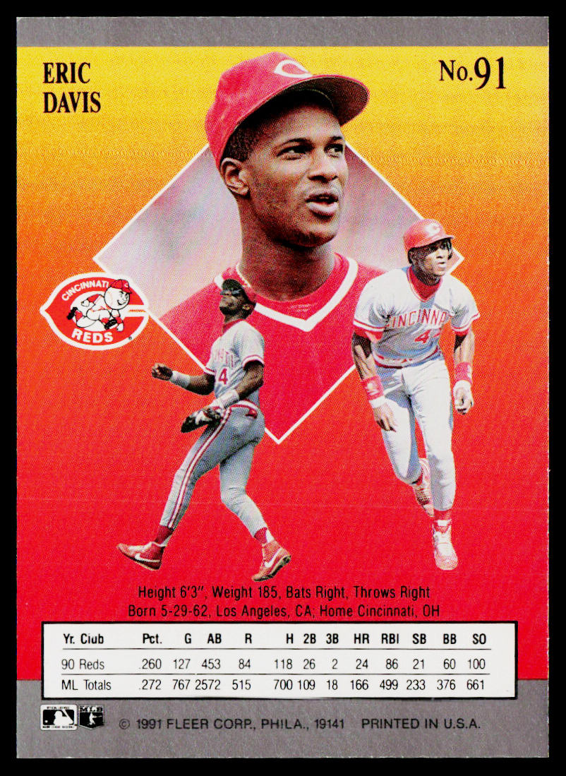 Eric Davis 1991 Ultra #91 Cincinnati Reds