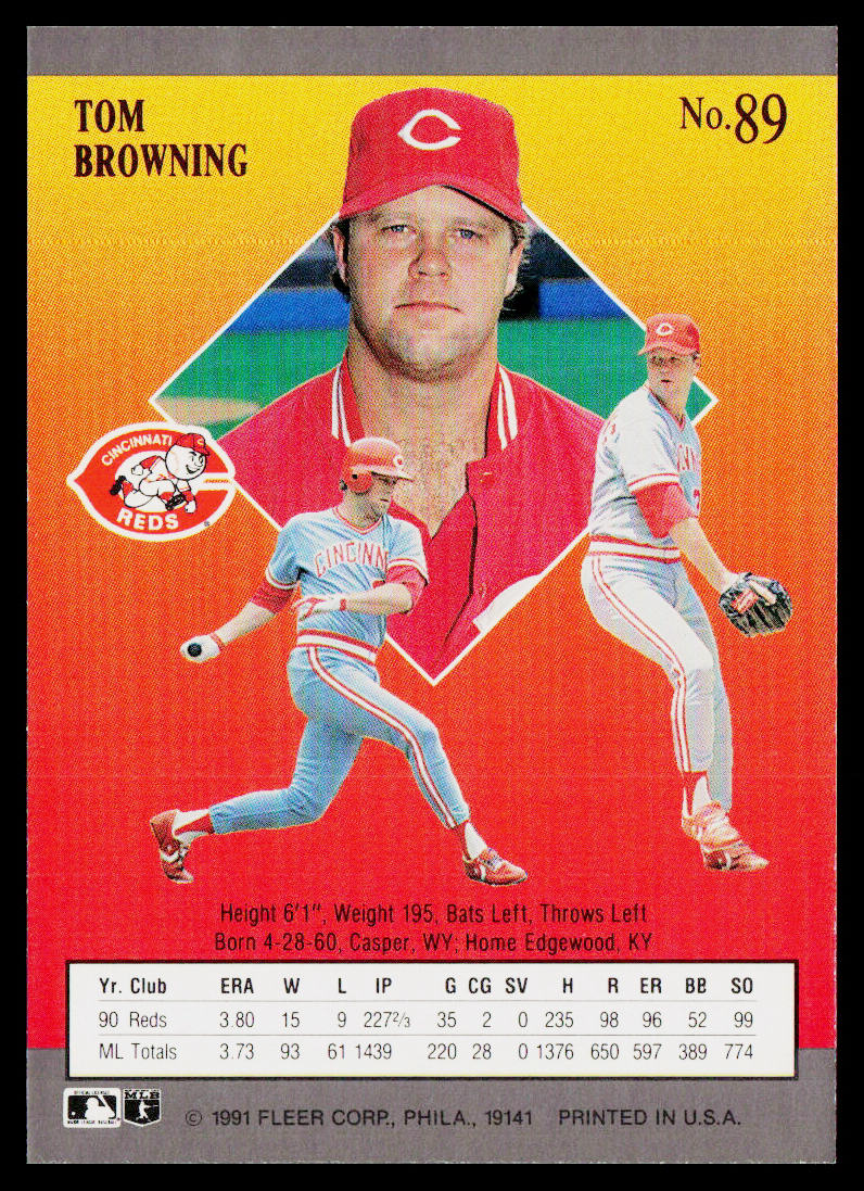 Tom Browning 1991 Ultra #89 Cincinnati Reds