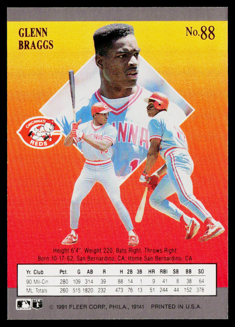 Glenn Braggs 1991 Ultra #88 Cincinnati Reds