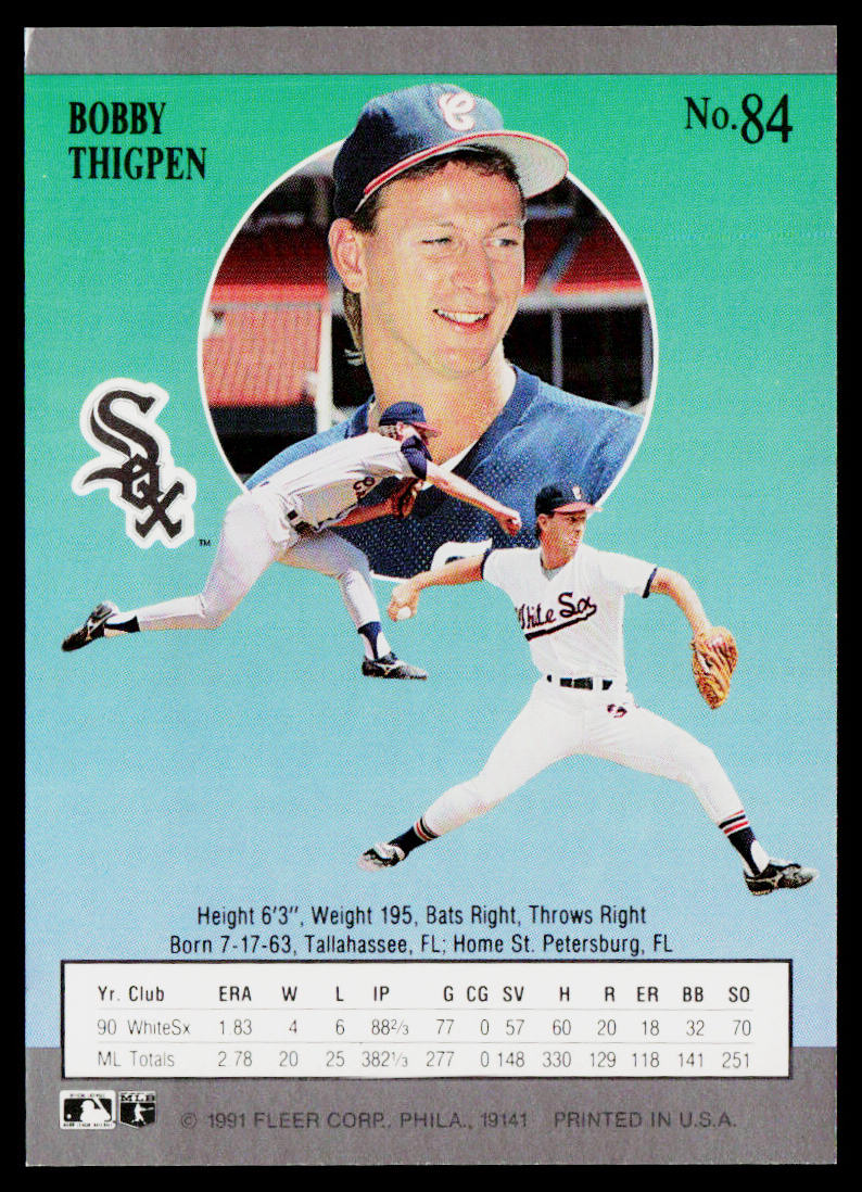 Bobby Thigpen 1991 Ultra #84 Chicago White Sox