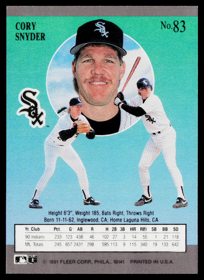 Cory Snyder 1991 Ultra #83 Chicago White Sox