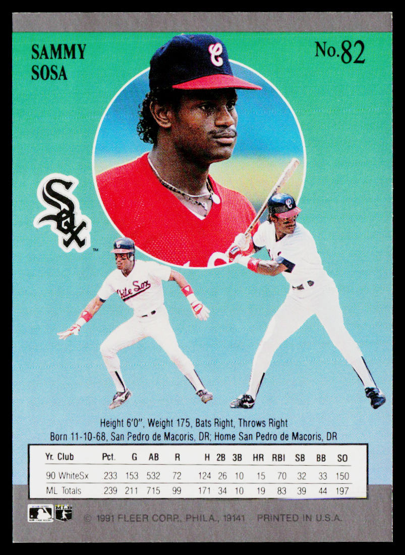 Sammy Sosa 1991 Ultra #82 Chicago White Sox