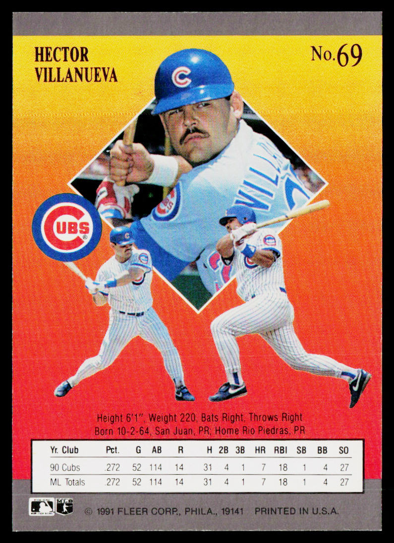Hector Villanueva 1991 Ultra #69 Chicago Cubs
