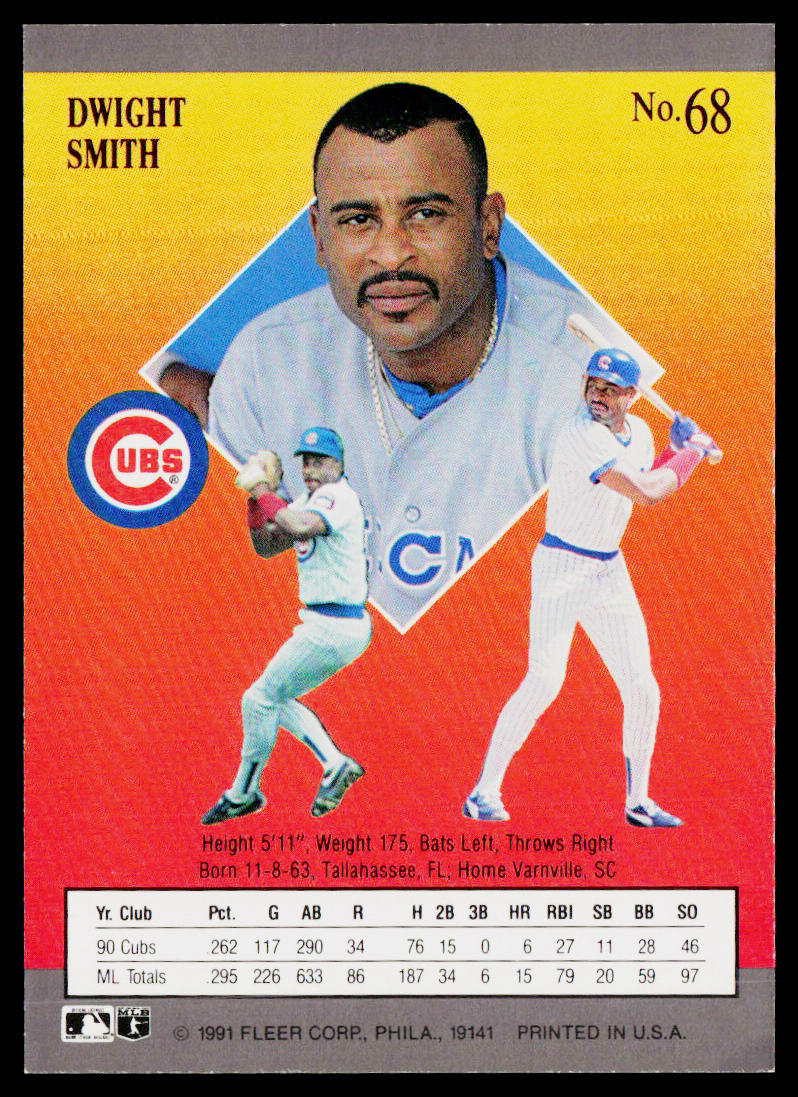 Dwight Smith 1991 Ultra #68 Chicago Cubs