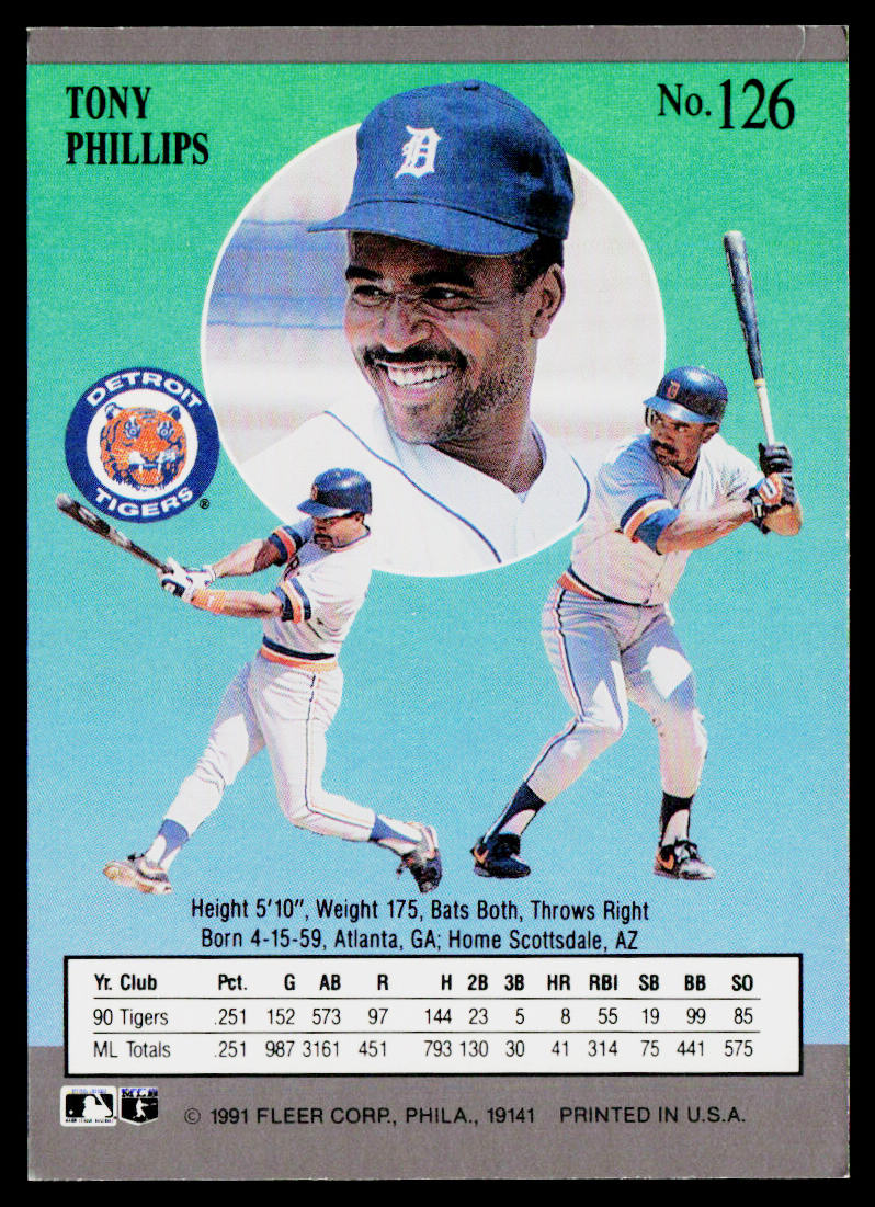 Tony Phillips 1991 Ultra #126 Detroit Tigers