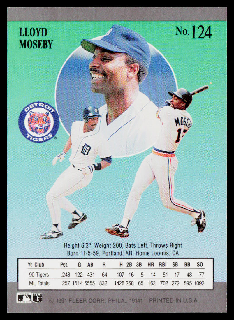 Lloyd Moseby 1991 Ultra #124 Detroit Tigers