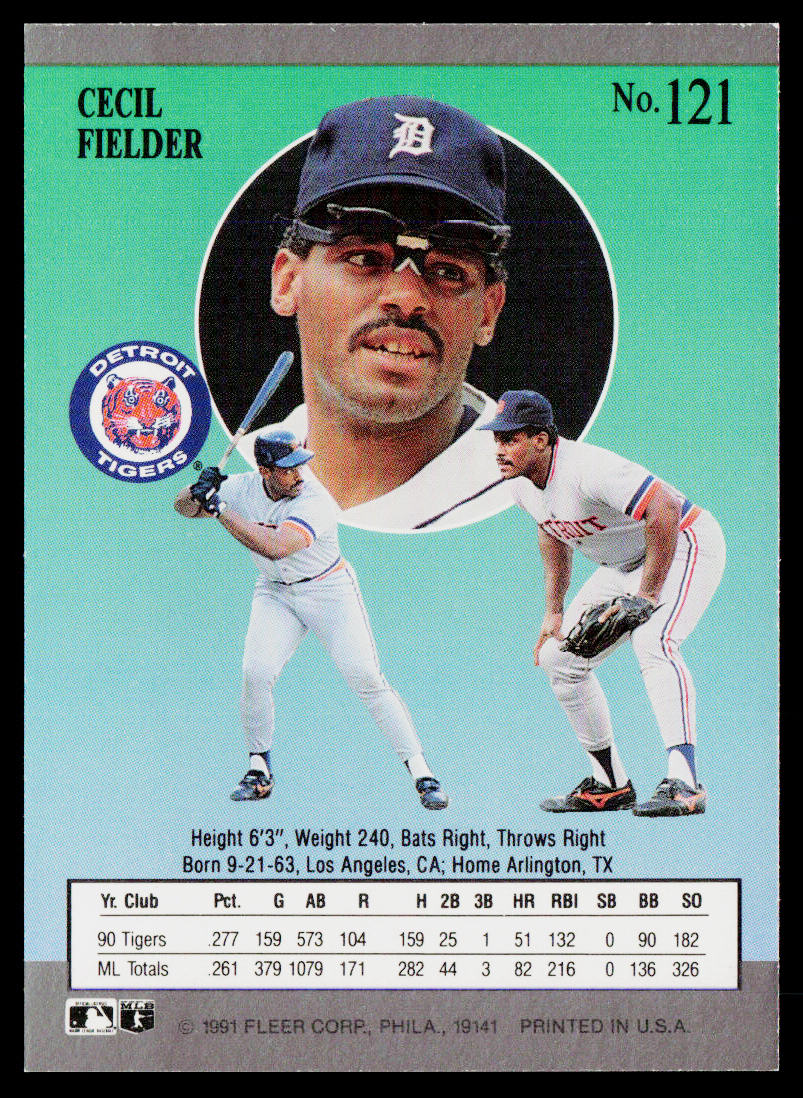 Cecil Fielder 1991 Ultra #121 Detroit Tigers
