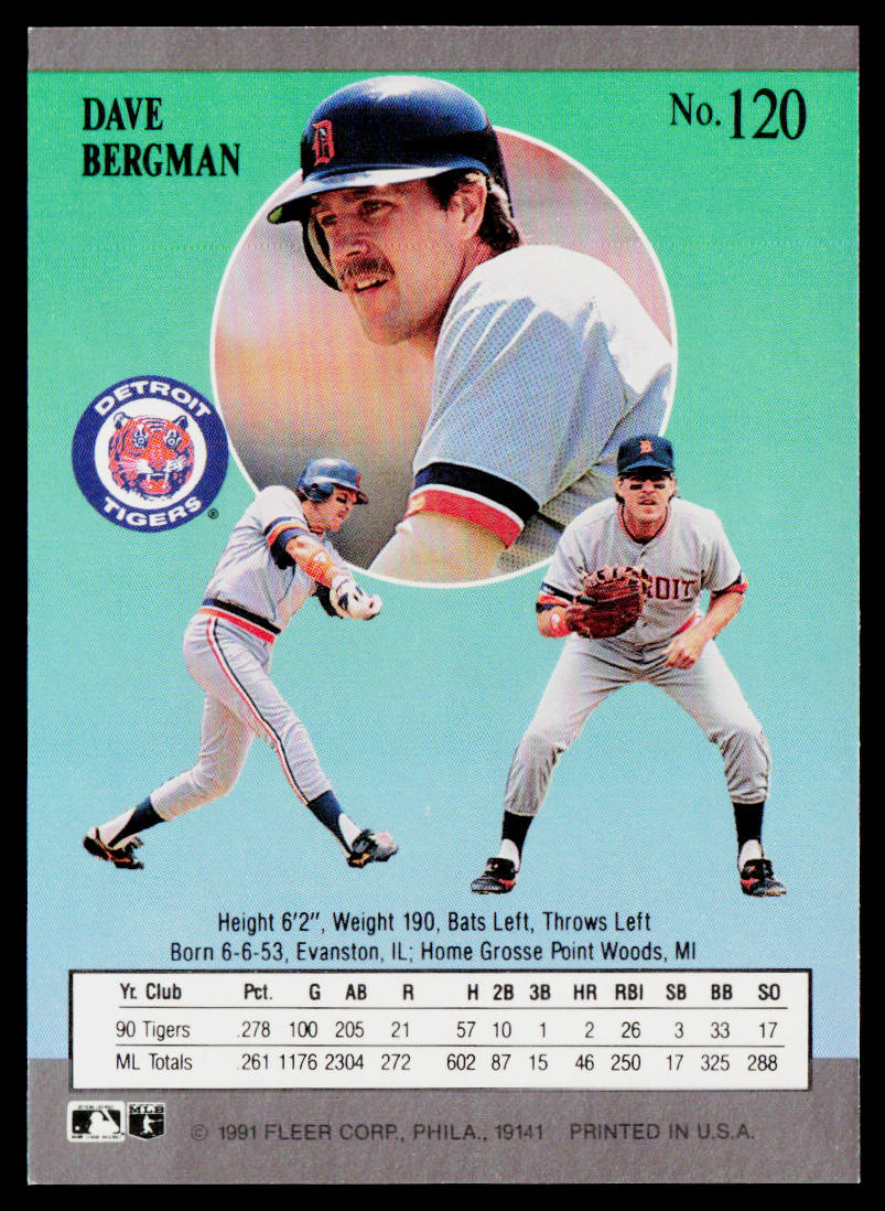 Dave Bergman 1991 Ultra #120 Detroit Tigers
